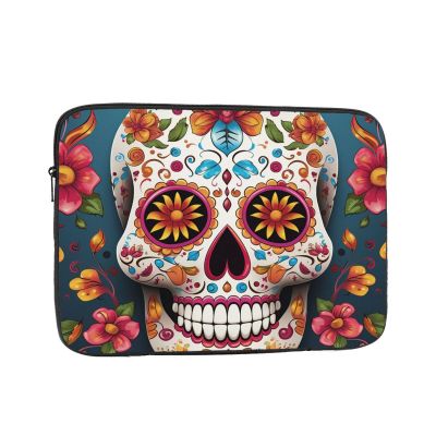 10 inch Laptop Sleeve Bag Colorful Sugar Skull Laptop Bag Shockproof Computer Carrying Cover Slim Briefcase Handbag