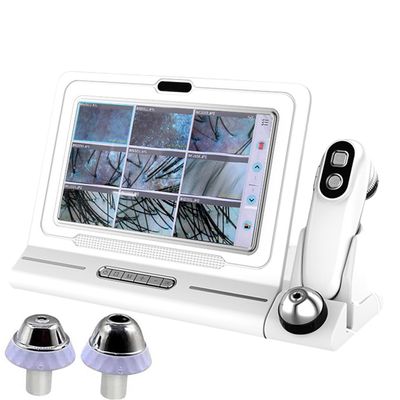 xialooognconspxua 2 in 1 Scalp Analysis Machine & Skin Analysis Machine, 11-inch HD Screen and 16G Disk, 50X / 200X Dual Probes, 4 Spectrum Detection, for Hair Salon, SPA Beauty Shop