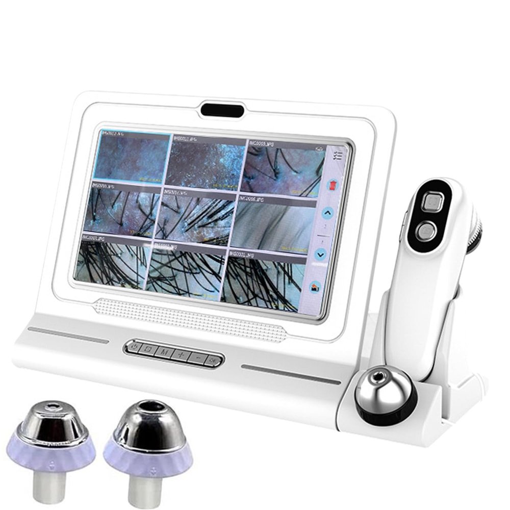 xialooognconspxua 2 in 1 Scalp Analysis Machine & Skin Analysis Machine, 11-inch HD Screen and 16G Disk, 50X / 200X Dual Probes, 4 Spectrum Detection, for Hair Salon, SPA Beauty Shop