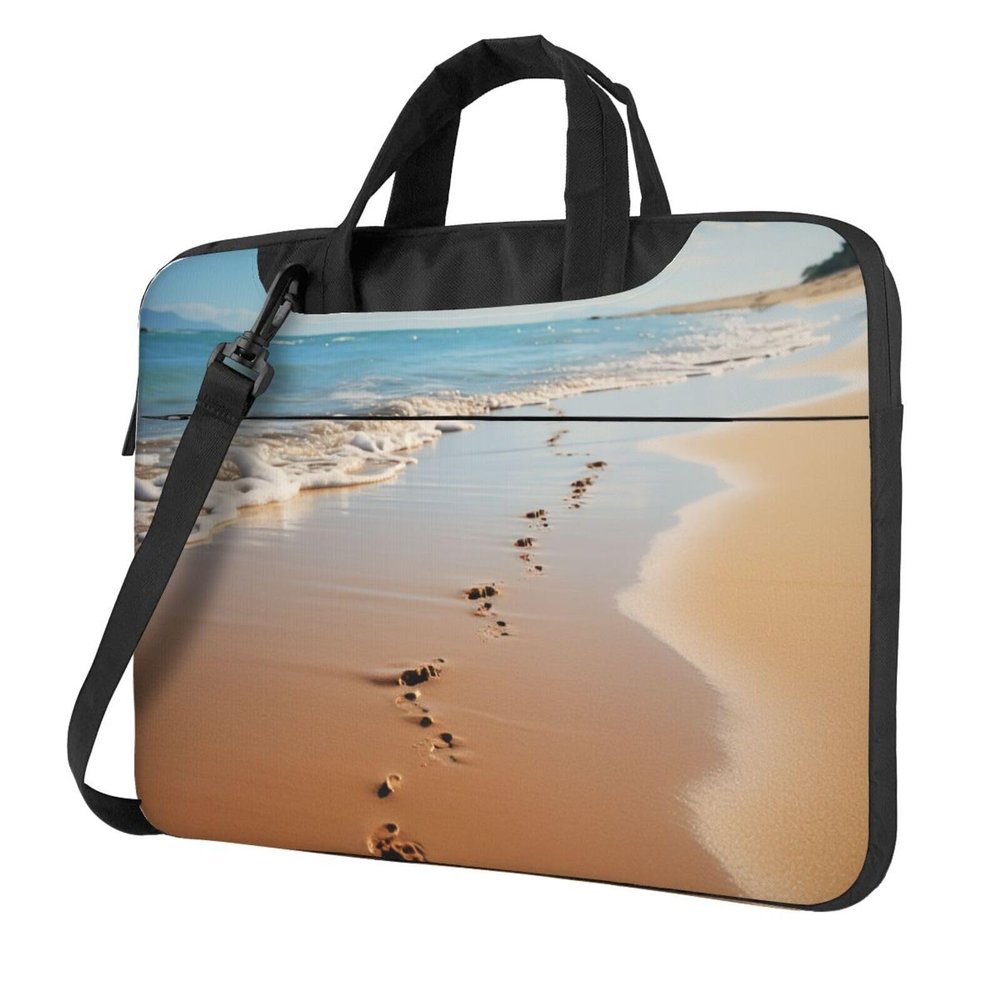 14 inch Laptop Tote Bag Men Women Beach footprints Shoulder Laptop Sleeve Briefcase Messenger Computer Bag