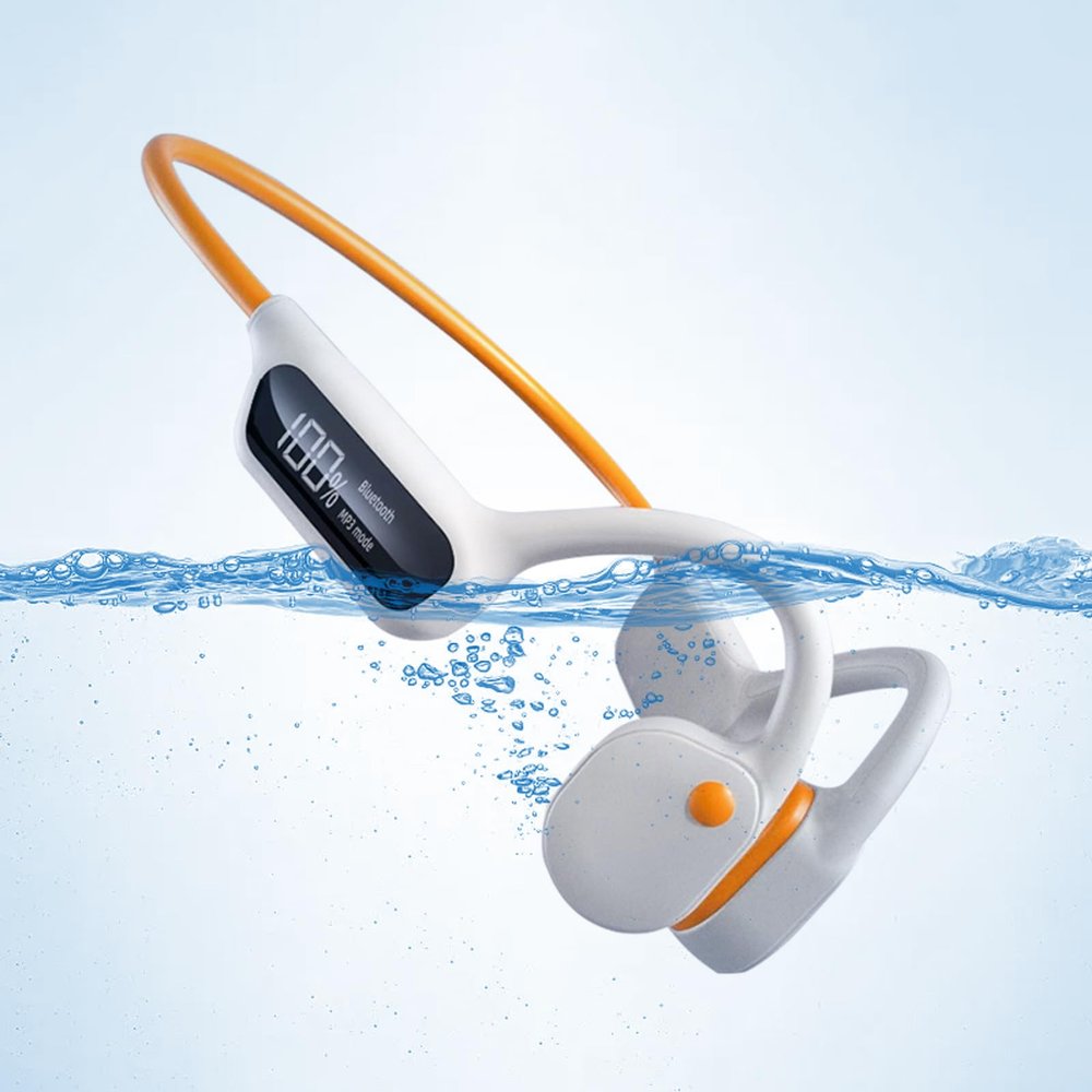 Bone Conduction Headphones Bluetooth 5.3 Swimming Headphones Bone Conduction Wireless Earbuds Swimming Earbuds Ipx8 Waterproof Bluetooth Earbuds Open Earphones Built-In Mp3 Player 32G Memory Waite
