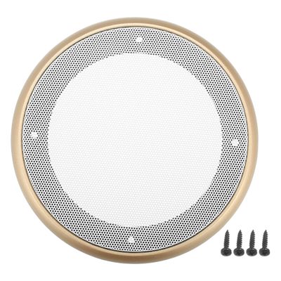 ACROPIX Universal 5" Car Speaker Grills Cover Mesh Round 5 Inch Audio Speaker Subwoofer Guard Protector Case with Mounting Screws Iron ABS Gold Tone White - Pack of 1