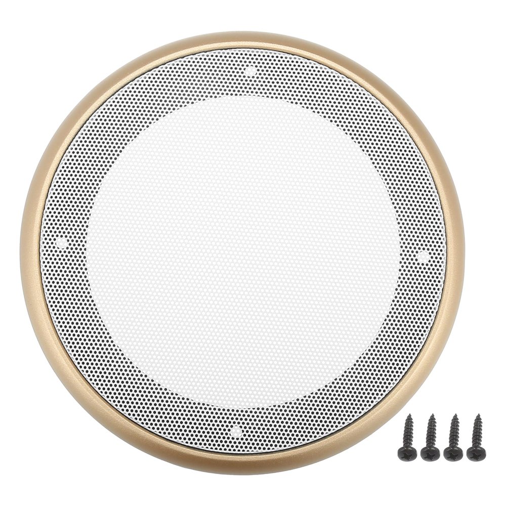 ACROPIX Universal 5" Car Speaker Grills Cover Mesh Round 5 Inch Audio Speaker Subwoofer Guard Protector Case with Mounting Screws Iron ABS Gold Tone White - Pack of 1