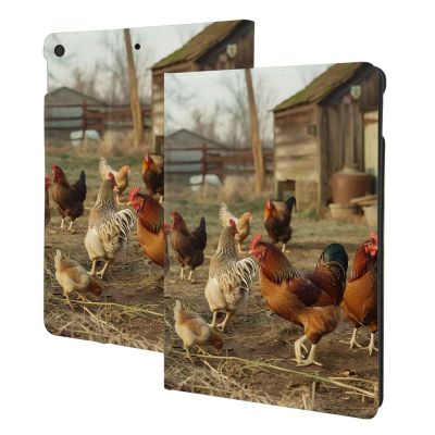 EMPYRI Farm Chickens Printed Tablet Case for Ipad 7th Generation 10.2"", Pu Leather Non-Slip Tablet Cases Shockproof Stand Cover with Auto Sleep/Wake Cover