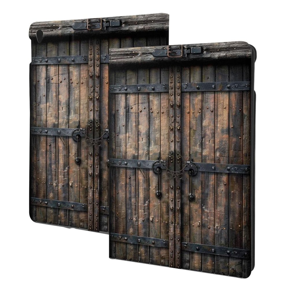 EMPYRI Rustic Stall Wooden Door Printed Tablet Case for Ipad Air3 10.5""/Ipad Pro 10.5"", Pu Leather Non-Slip Tablet Cases Shockproof Stand Cover with Auto Sleep/Wake Cover