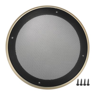 ACROPIX Universal 8" Car Speaker Grills Cover Mesh Round 8 Inch Audio Speaker Subwoofer Guard Protector Case with Mounting Screws Iron ABS Gold Tone Black - Pack of 1