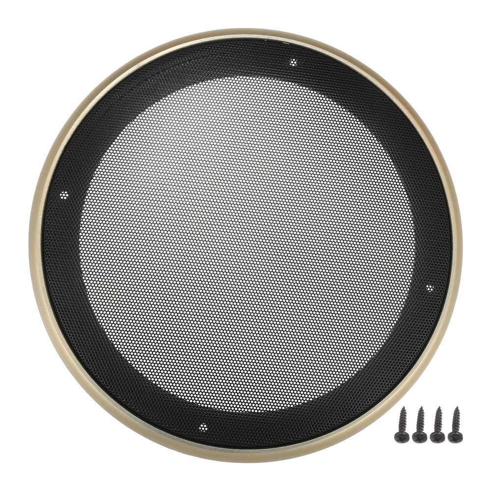 ACROPIX Universal 8" Car Speaker Grills Cover Mesh Round 8 Inch Audio Speaker Subwoofer Guard Protector Case with Mounting Screws Iron ABS Gold Tone Black - Pack of 1
