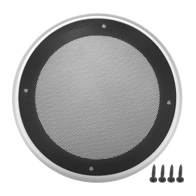 ACROPIX Universal 6.5" Car Speaker Grills Cover Mesh Round 6.5 Inch Audio Speaker Subwoofer Guard Protector Case with Mounting Screws Iron ABS Silver Tone Black - Pack of 1
