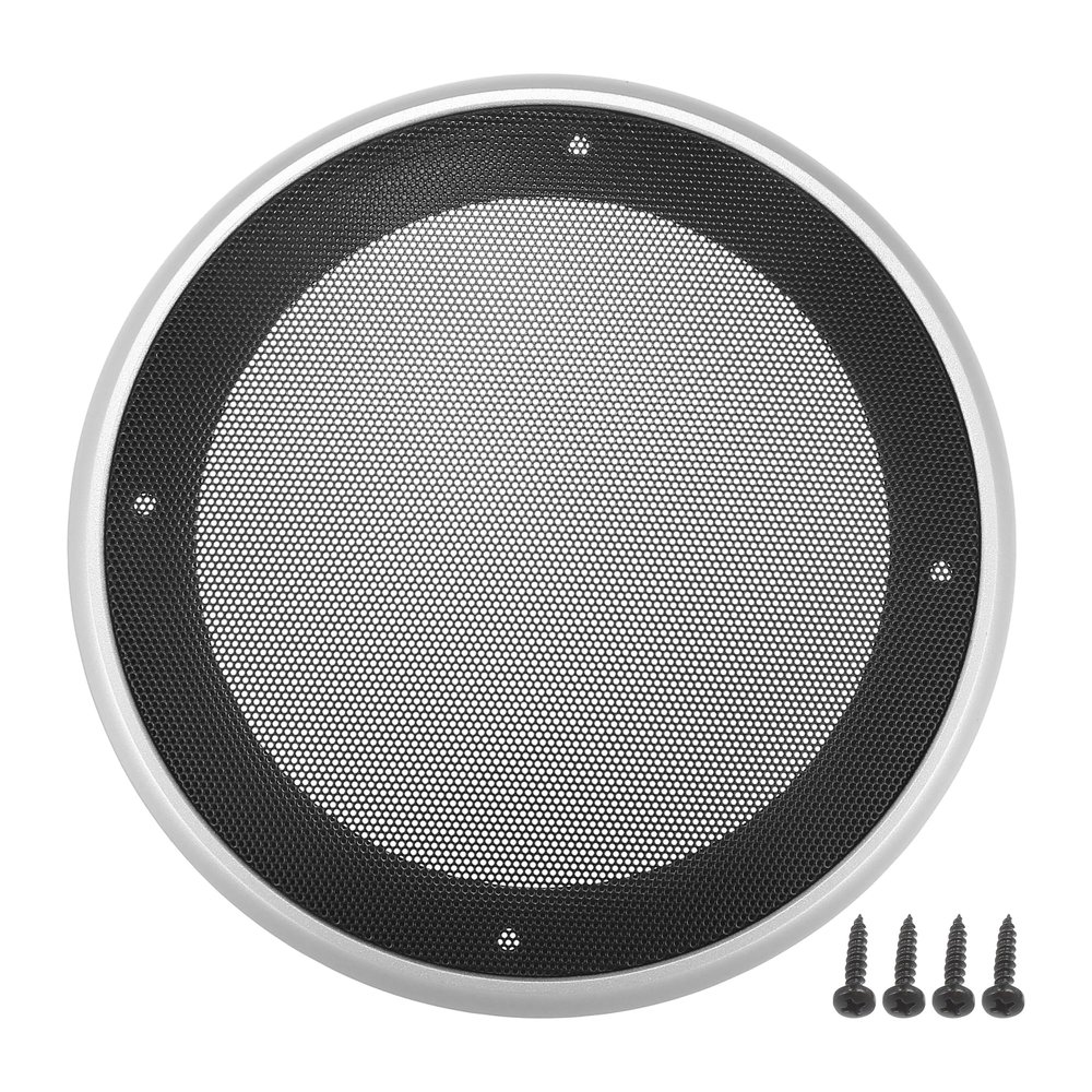 ACROPIX Universal 6.5" Car Speaker Grills Cover Mesh Round 6.5 Inch Audio Speaker Subwoofer Guard Protector Case with Mounting Screws Iron ABS Silver Tone Black - Pack of 1