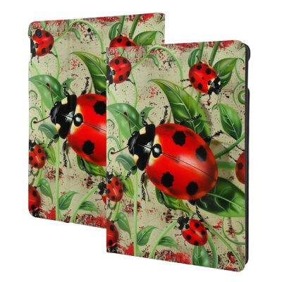 EMPYRI Red Ladybug Printed Tablet Case for Ipad 7th Generation 10.2"", Pu Leather Non-Slip Tablet Cases Shockproof Stand Cover with Auto Sleep/Wake Cover
