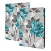 Teal Grey and White Floral Printed Tablet Case for Ipad 7th Generation 10.2", Pu Leather Non-Slip Tablet Cases Shockproof Stand Cover with Auto Sleep/Wake Cover view 1