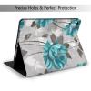 Teal Grey and White Floral Printed Tablet Case for Ipad 7th Generation 10.2", Pu Leather Non-Slip Tablet Cases Shockproof Stand Cover with Auto Sleep/Wake Cover view 2