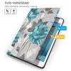 Teal Grey and White Floral Printed Tablet Case for Ipad 7th Generation 10.2", Pu Leather Non-Slip Tablet Cases Shockproof Stand Cover with Auto Sleep/Wake Cover view 3