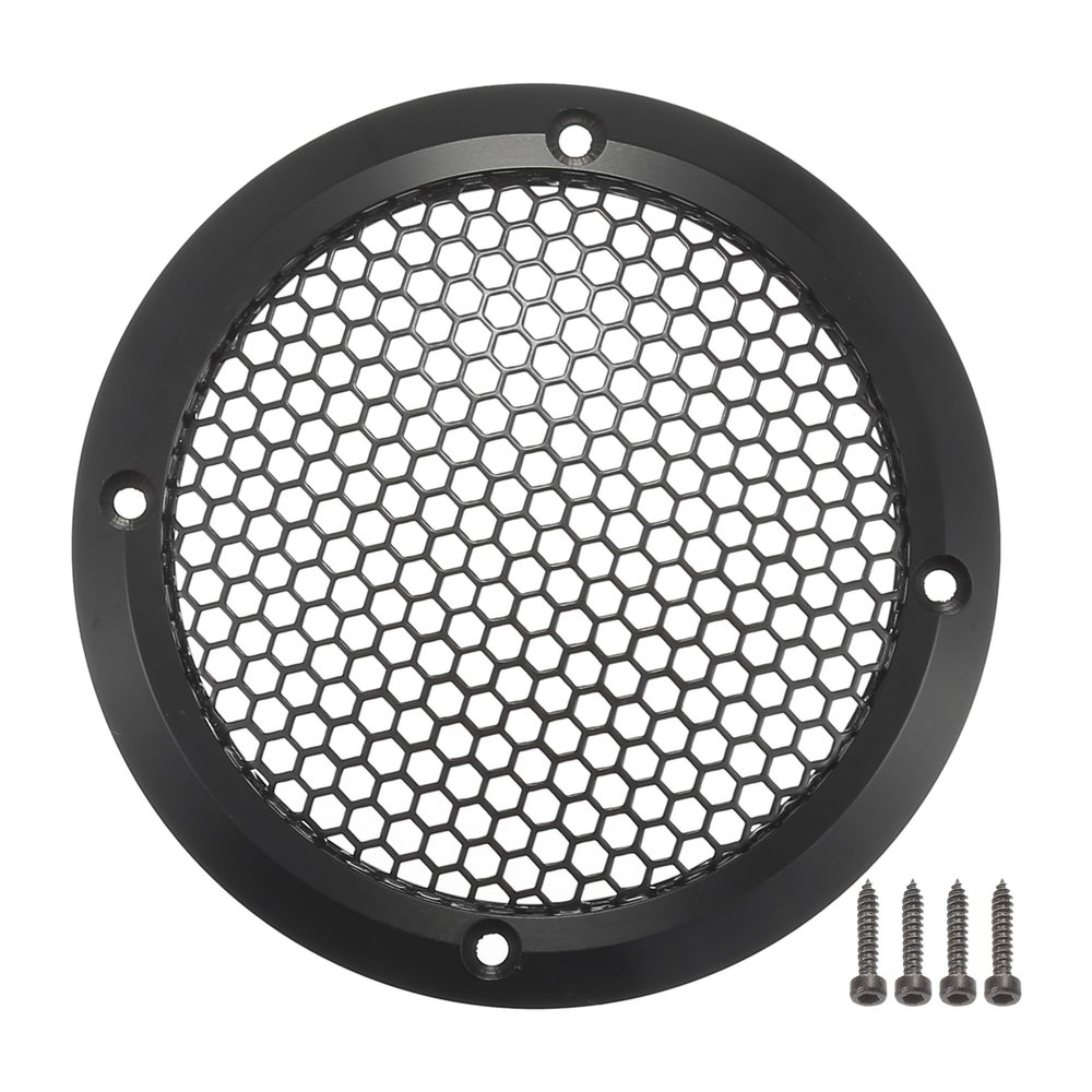ACROPIX Universal 3.5" Car Speaker Grills Cover Mesh Round 3.5 Inch Audio Speaker Subwoofer Guard Protector Case with Mounting Screws Iron Aluminum Alloy Black - Pack of 1