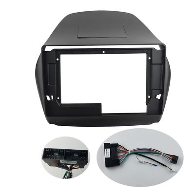 FRALHQFL 10.1INCH Radio Frame for Hyundai Tucson 2010 Double Din Stereo GPS DVD Player Bezel Dashboard Installation Dash Mount Trim Kit,Frame with Cable