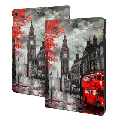 EMPYRI Red London Street Printed Tablet Case for Ipad 7th Generation 10.2"", Pu Leather Non-Slip Tablet Cases Shockproof Stand Cover with Auto Sleep/Wake Cover