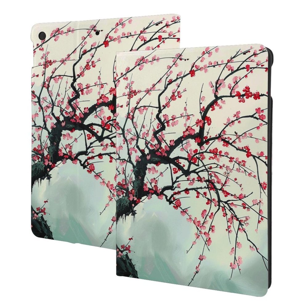 Japanese Cherry Tree Printed Tablet Case for Ipad 7th Generation 10.2", Pu Leather Non-Slip Tablet Cases Shockproof Stand Cover with Auto Sleep/Wake Cover