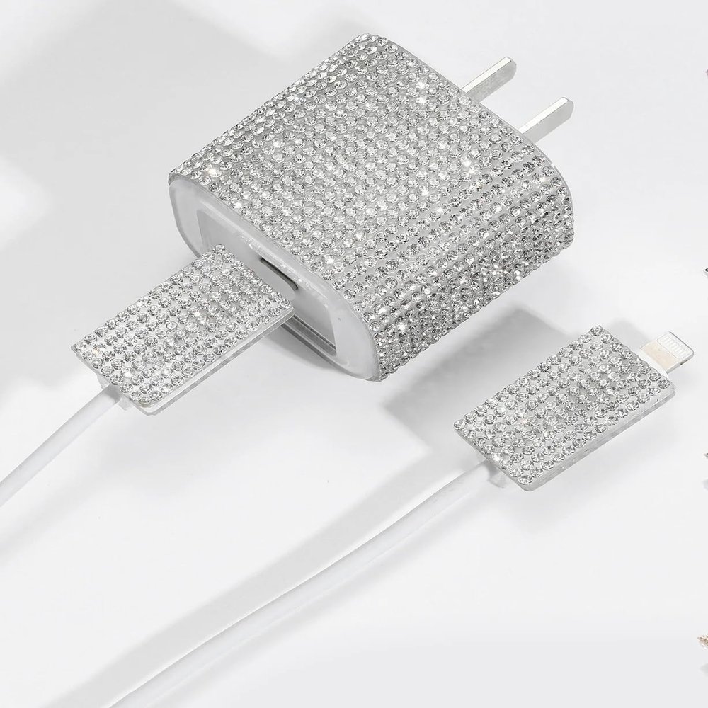 DirectNine Basics Sparkling charger protective case (Silver Rhinestones), 00000012