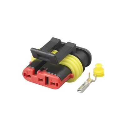 TakenE 1/5/10 Set Amp 3 Pin Electric Automotive Connector Sealed Waterprof Plug with Terminals 282087-1 282105-1(Color:Female,Size:5 pcs)
