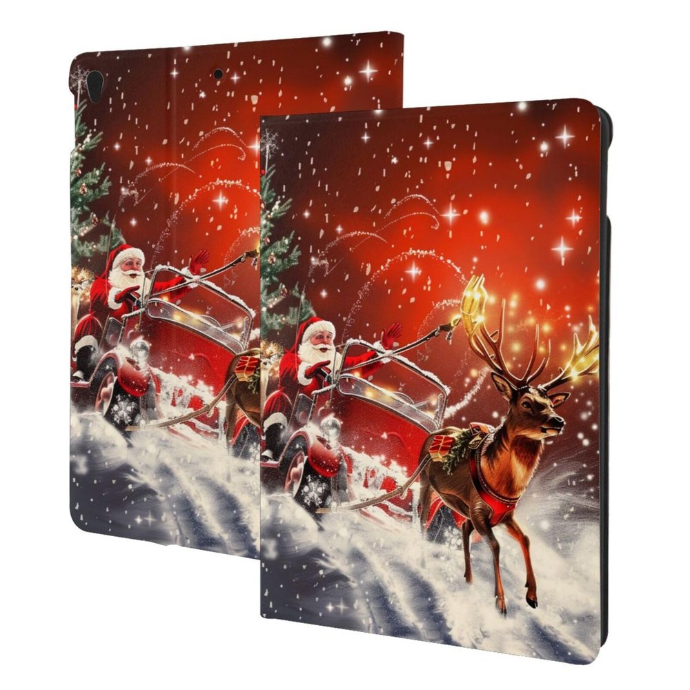 EMPYRI Christmas Santa Claus Printed Tablet Case for Ipad Air3 10.5""/Ipad Pro 10.5"", Pu Leather Non-Slip Tablet Cases Shockproof Stand Cover with Auto Sleep/Wake Cover