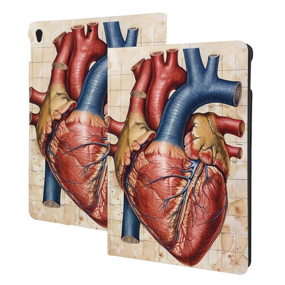 Human Anatomy Heart Chart Printed Tablet Case for Ipad Air3 10.5"/Ipad Pro 10.5", Pu Leather Non-Slip Tablet Cases Shockproof Stand Cover with Auto Sleep/Wake Cover