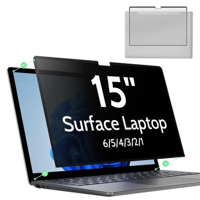 Nano 15 Inch Privacy Screen for Microsoft Surface Laptop 6/5/4/3/2/1, Removable Film Anti-Spy Filter Black Security Protector, Anti Glare Blue Light Shield Matte Screen Guard