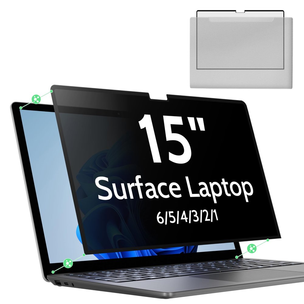 Nano 15 Inch Privacy Screen for Microsoft Surface Laptop 6/5/4/3/2/1, Removable Film Anti-Spy Filter Black Security Protector, Anti Glare Blue Light Shield Matte Screen Guard