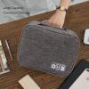 Cable Bag Electronic Accessories Suitcase Double Layer Gray Portable Cable Bag Waterproof Electronic Storage Bag Travel Cable Bag Suitable For Travel view 2