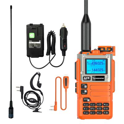 QUANSHENG UV-K5(8) Two Way Radio Long Range UV-K6 Walkie Talkie NOAA Weather Forecast DTMF Hanheld Radio UV-K5 8 USB-C Charging Orange with Battery Eliminator Kit