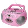 HANNLOMAX HX-323CD Portable CD Player, AM/FM Radio, Cassette Recorder, Records from CD or Radio, Headphone Jack, AC/DC Dual Power Source. (Pink) view 1