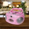HANNLOMAX HX-323CD Portable CD Player, AM/FM Radio, Cassette Recorder, Records from CD or Radio, Headphone Jack, AC/DC Dual Power Source. (Pink) view 4