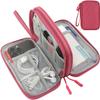 CAAORDKSO Electronic Organizer Travel Case Storage Bag, Universal Electronics Accessories Case Portable Travel Bag for Women, Cable, Cord, Charger, Phone, Power Bank, Earphone (Rose Red, Large) view 1