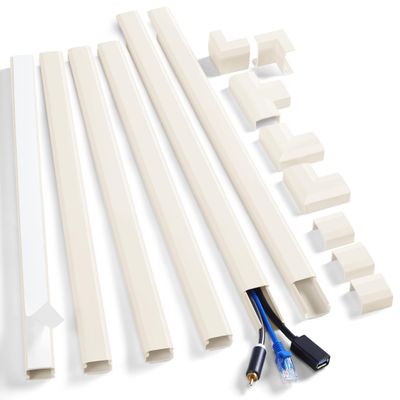 ZhiYo Cord Cover Wall Kit, 94.5in Cord Hider Wall Mounted TV, Wire Covers for Cords, Paintable Wire Hiders for TV On Wall, TV Cable Hider Wall Kit, Wall Cord Concealer, 6 x L15.7in W0.98 H0.5in, Beige