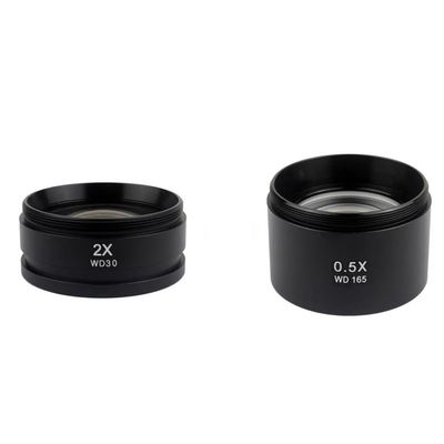 ZTBH Microscope Accessories Kit WD165 0.3X 0.5X 0.7X 1X 1.5X 2.0X Auxiliary Barlow Objective Lens Thread M48mm for Zoom Stereo Binocular Trinocular Microscope Microscope Slides(Color:2X 0.5X)