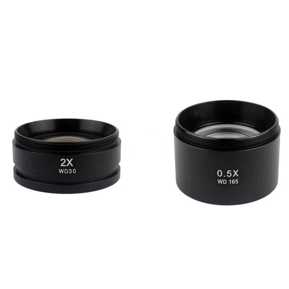 ZTBH Microscope Accessories Kit WD165 0.3X 0.5X 0.7X 1X 1.5X 2.0X Auxiliary Barlow Objective Lens Thread M48mm for Zoom Stereo Binocular Trinocular Microscope Microscope Slides(Color:2X 0.5X)