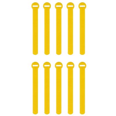 10 Pack Electrical Cable Label, 100mm Nylon Cable Tie, Office Wire Management Tool with Loop & Hook, Adjustable Straps for Data Cables Power Charging Wire Cords (Yellow)