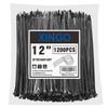 XINGO 12 Inch Black Zip Ties 1200 PCS, 75 LBS Tensile Strength, UV Resistant Cable Ties, Premium Self-locking Plastic Ties for Indoor and Outdoor Use view 1