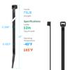 XINGO 12 Inch Black Zip Ties 1200 PCS, 75 LBS Tensile Strength, UV Resistant Cable Ties, Premium Self-locking Plastic Ties for Indoor and Outdoor Use view 2