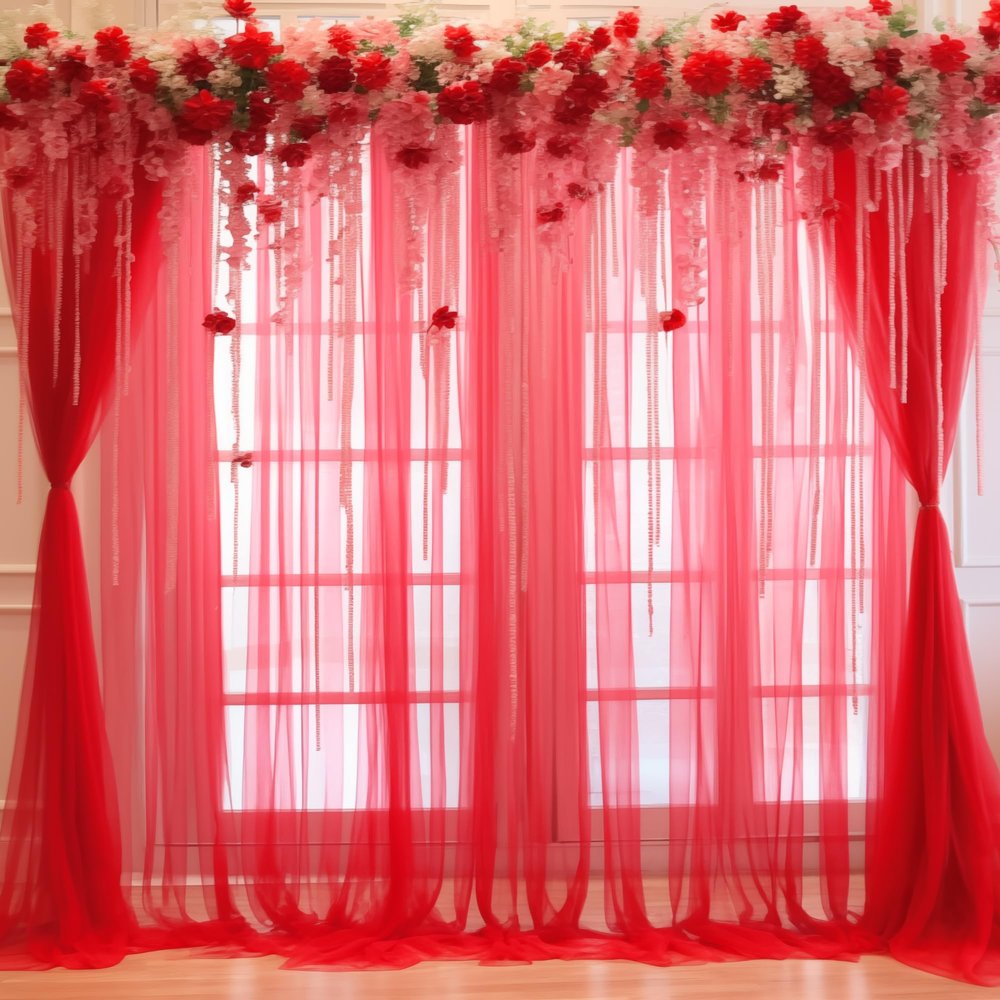 20x10 Red Tulle Backdrop Curtains for Parties, Sheer Backdrop Curtain Wedding Photo Background Drapes for Baby Shower Photography Birthday Party