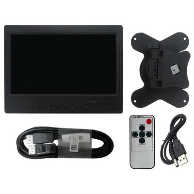 DirectNine Basics 7 Inch Mini Universal HDMI/VGA/AV General-Purpose Portable Display Computer Auxiliary Screen Sub Screen Car Reversing Image Monitor, black, 7C +WK