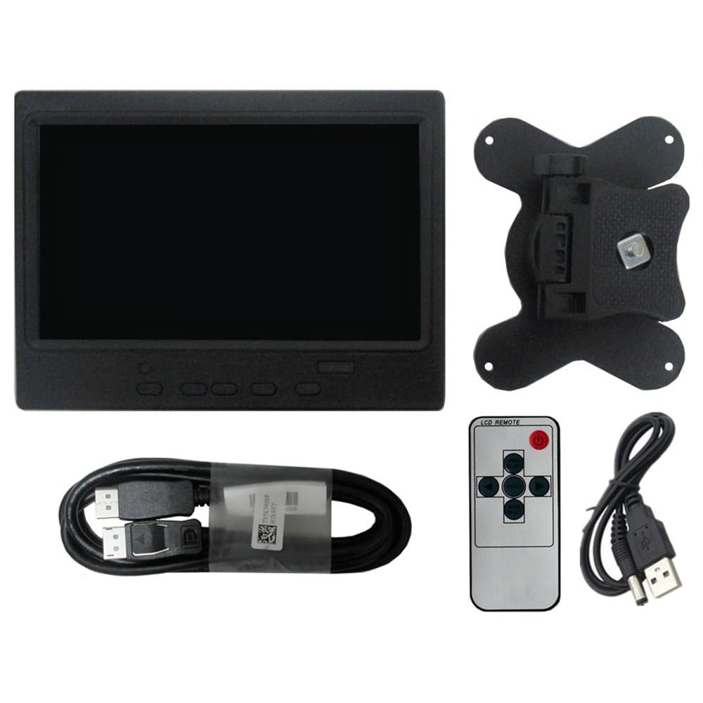 DirectNine Basics 7 Inch Mini Universal HDMI/VGA/AV General-Purpose Portable Display Computer Auxiliary Screen Sub Screen Car Reversing Image Monitor, black, 7C +WK