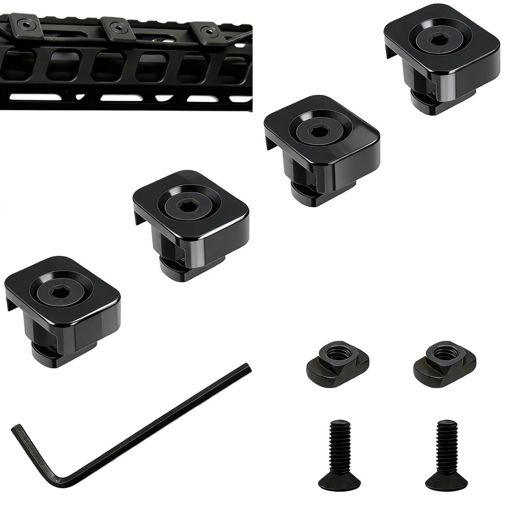 Ficero Metal Pressure Switch Cable Guides for M-LOK System, Flashlight Laser Wire Management Clips (4 Pack)