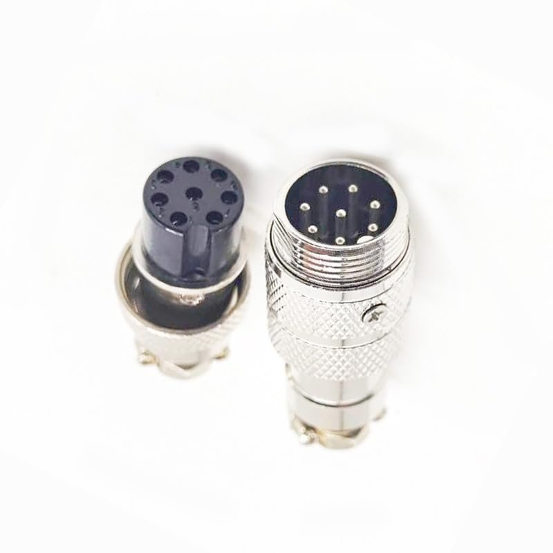 10Sets GX20 8 Pin Metal Male Female Panel Connector, 20mm Panel Mount Circular Metal Aviation Connector Adapter Plug Socket for Cable Power Connection (10Sets)
