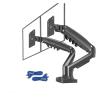 JFUDJKLI F160 Gas Spring 360 Degree Desktop 17"-27" Dual Monitor Stand Arm with USB3.0 Monitor Mounting Bracket, Each Load 2-9kg(Color:Matte Charcoal 2xUSB) view 1