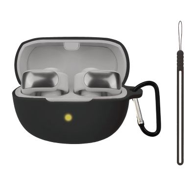 CLEVERISH Silicone case for The New Bose Ultra Open Earbuds 2024, Shockproof case for Bose Ultra Open Earbuds 2024 with Carabiner and Wrist Strap. (Black)