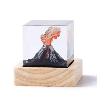 Whbbbj Realistic Volcanic Eruption Night Light, Volcano Sculpture, Volcano Staue, Resin Volcanic Eruption Cube Ornament, Volcanic Eruption Model Atmosphere Night Light, for Room Office Decoration