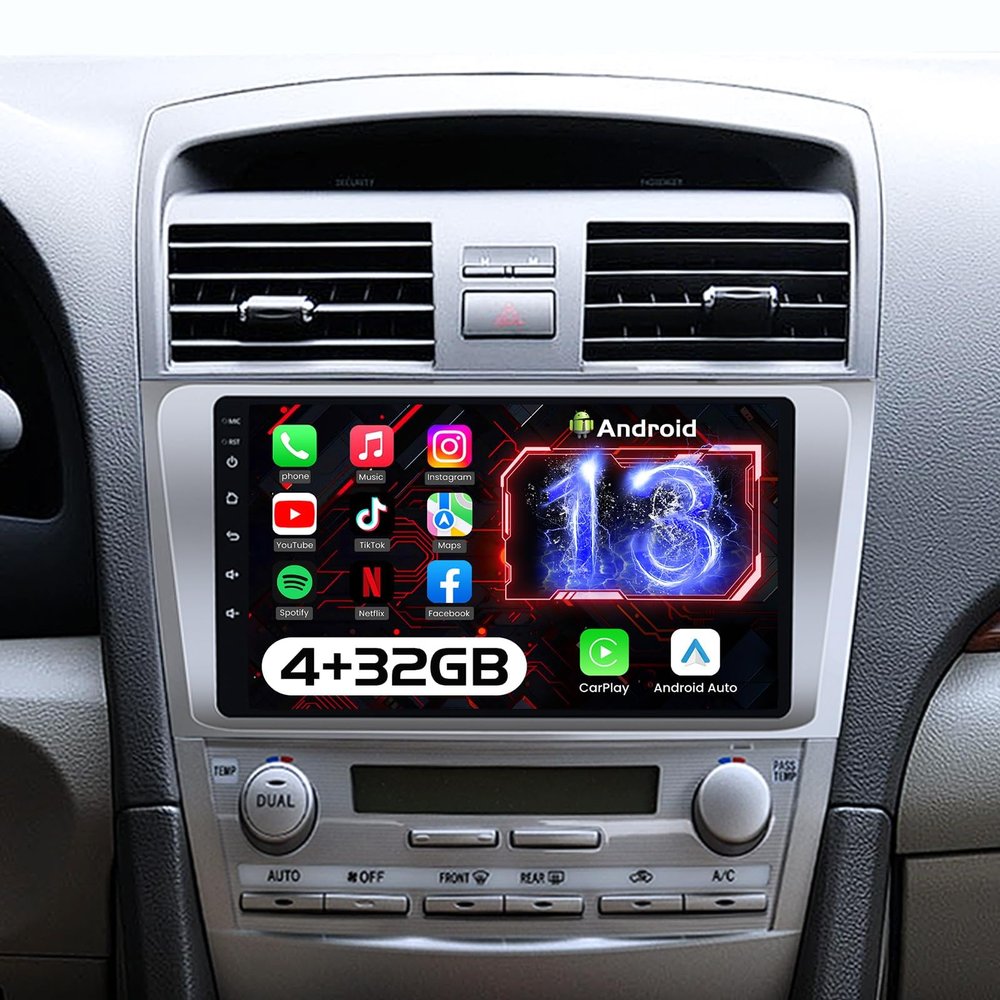 8-Core 5GWiFi Car Radio for Toyota Camry 2007 2008 2009 2010 2011 Upgrade 9" 1280x800 Touch Screen Stereo, Android 13 Head Unit, Wireless Carplay, Android Auto, GPS FM/EQ Bluetooth SWC Backup Camera