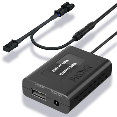 FitDVR Dash Camera Power Adapter (3-Pin) for Porsche 718 Boxster Cayman (Code 981 982 987) and 911 (Code 991),LED Display USB Power Source, Easy to Install, 5V 12V Output, for Dash Cam, Radar, D3-021