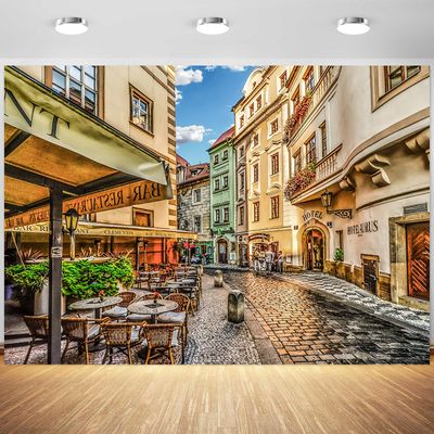 10x6.5ft Italy Street Backdrop Europe Village Town Landscape Buildings Photography Background Italian Theme Party Holiday Travel Decoration Wallpaper Photo Booth Props
