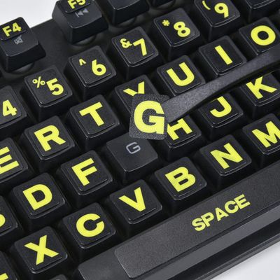 2PCS English Keyboard Stickers Large Letters Full Set - Keyboard Letter Replacement Stickers for Laptop PC Computer, Matte English Keyboard Alphabet Sticker Black Background with Green Lettering